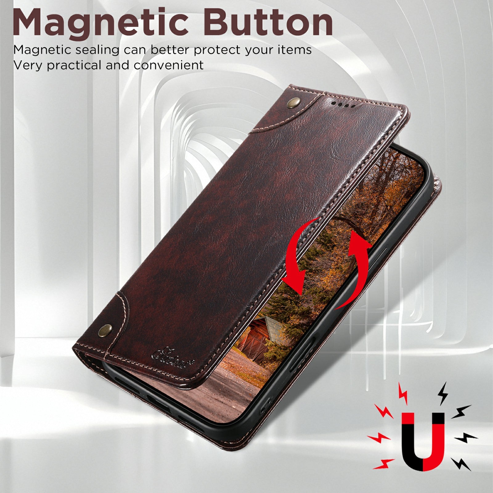 SUTENI For iPhone 17 Pro Max Case PU Leather Stand Wallet Phone Cover Brown SUTENI For iPhone 17 Pro Max Case PU Leather Stand Wallet Phone Cover Brown
